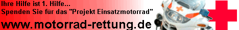 Motorrad Rettung mit dem Einsatzmotorrad des BRK. Erste Hilfe mit dem Motorrad bei einem Unfall.